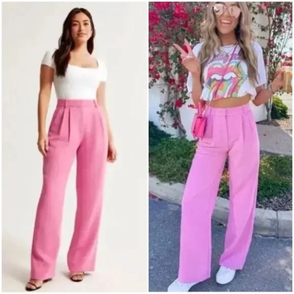 Abercrombie & Fitch Pants - ABERCROMBIE & FITCH Sloane Tailored Pant Curve Love Bubblegum Pink size 25/0